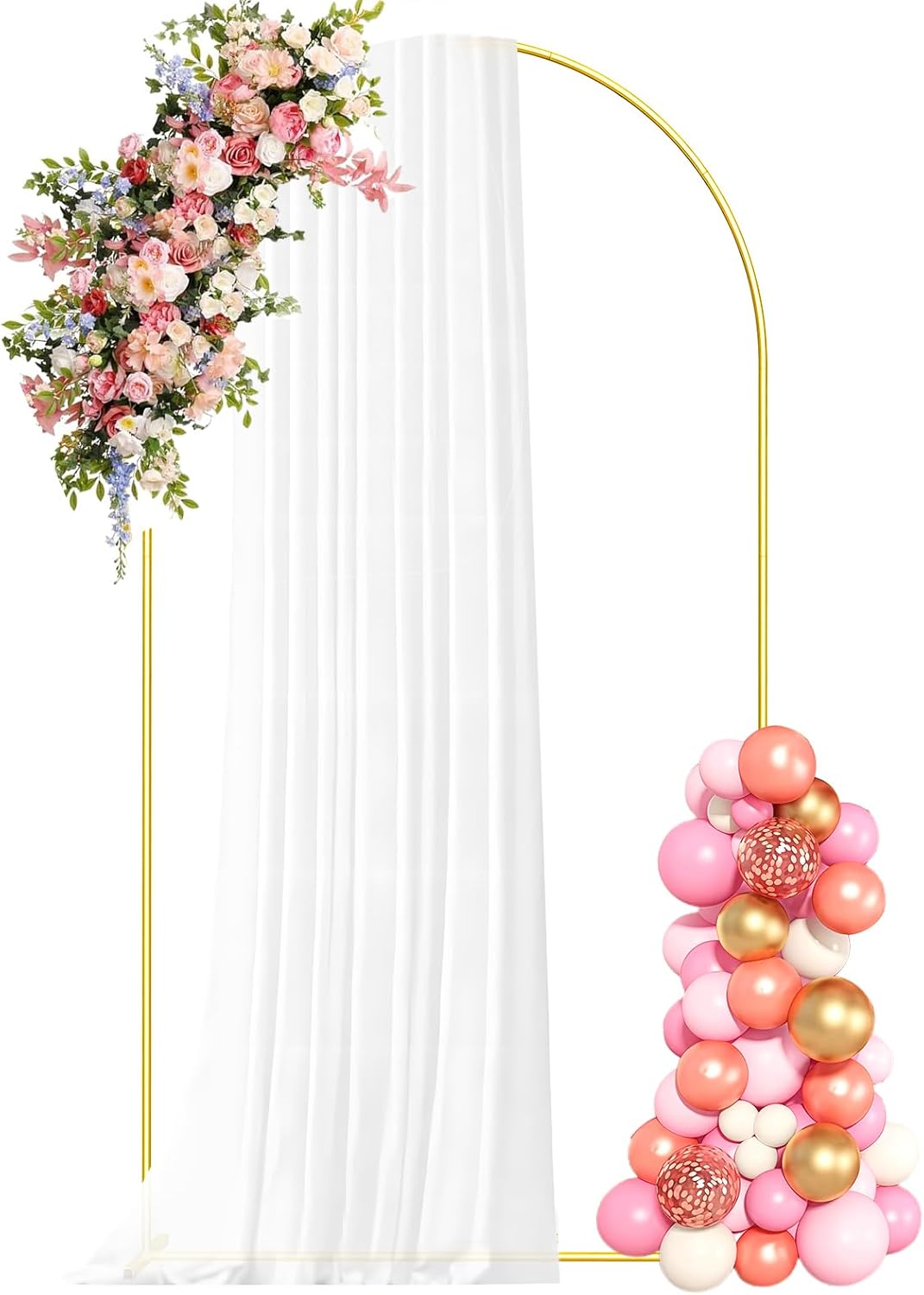 7.2ft metal arch backdrop stand gold arched backdrop frame for wedding party ceremony birthday bridal baby shower garden floral balloon arch decoration