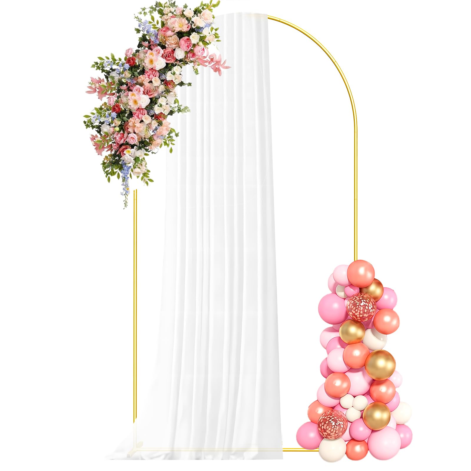 7.2FT Metal Arch Backdrop Stand Gold Arched Backdrop Frame for Wedding Party Ceremony Birthday Bridal Baby Shower Garden Floral Balloon Arch Decoration