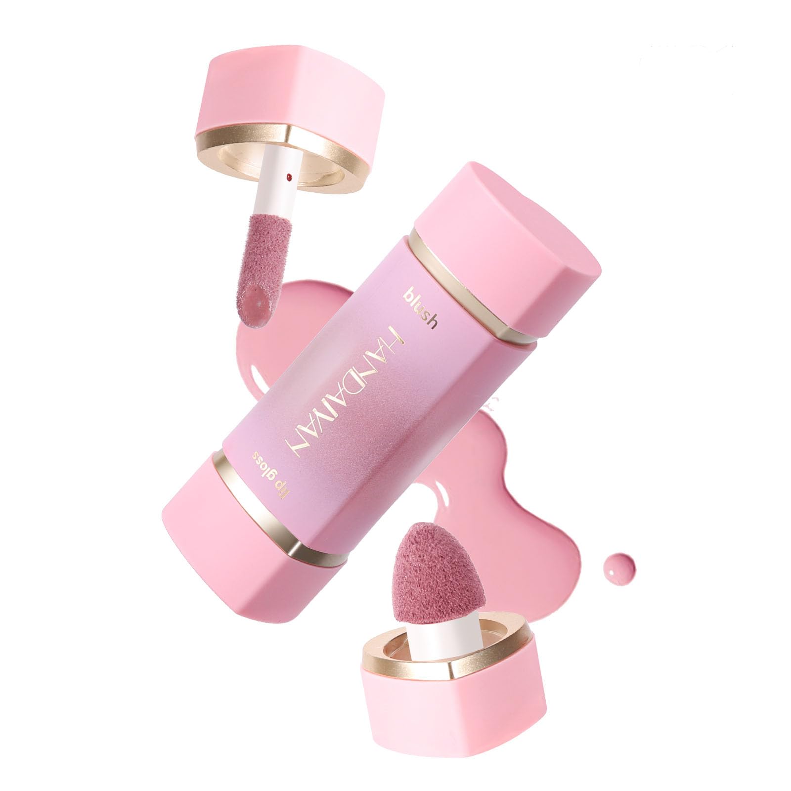 Double-headed Mousse Liquid Blush, Liquid Blush Beauty Wand with Sponge Tip Easy to Apply for a Natural Radiant Look, Matte Silky Texture, Long-Lasting