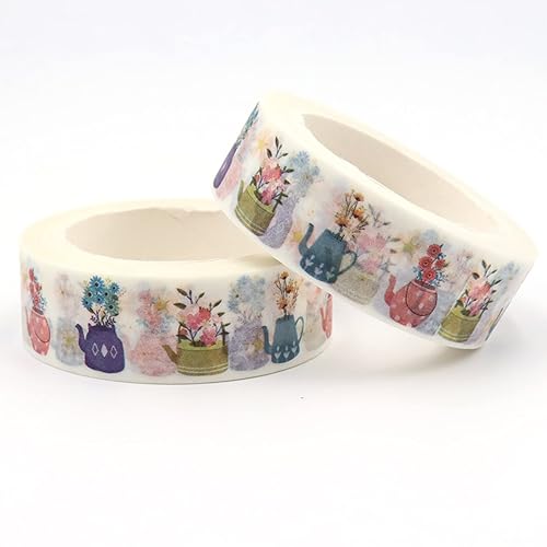 KKONION Cinta de enmascarar colorida de primavera floral rosa verde planta decorativa linda papelería suministros escolares calcomanías (10 piezas)