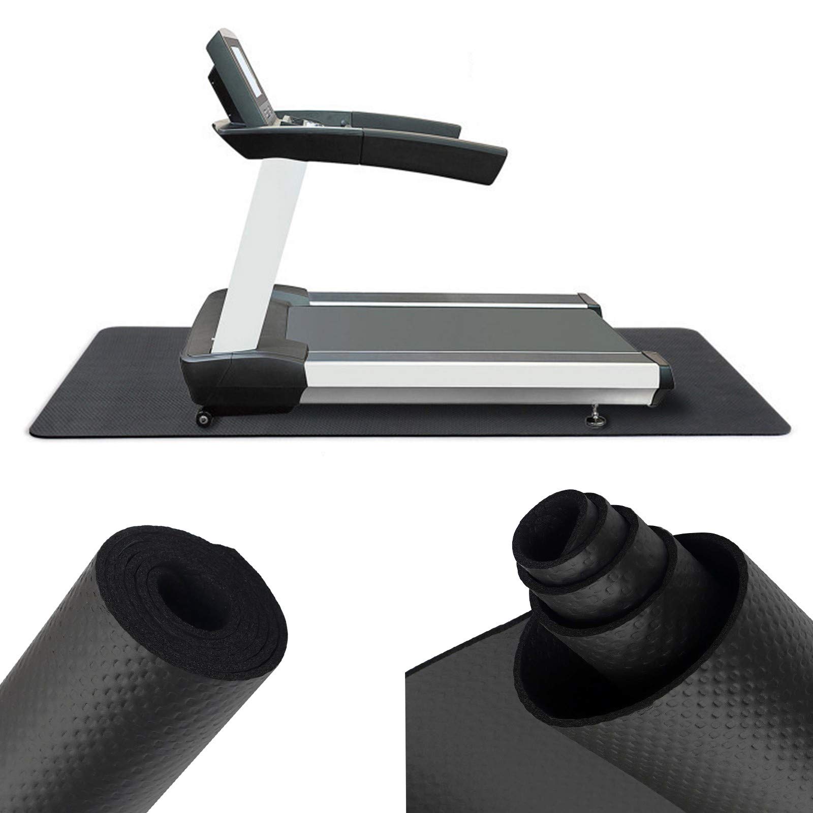 Tappetino per Tapis Roulant Insonorizzante Tappeto Antirumore Antivibrazione Tappeto Gomma Antiscivolo Protezione del Pavimento Tappetini per Attrezzatura Palestra Casa 190×85×0.4cm