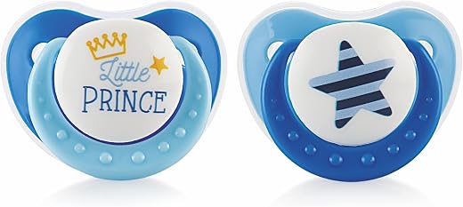 BeeBaby Orthodontic Silicone Baby Pacifier/Soother with Protective Cap (Blue, Pack of 2)