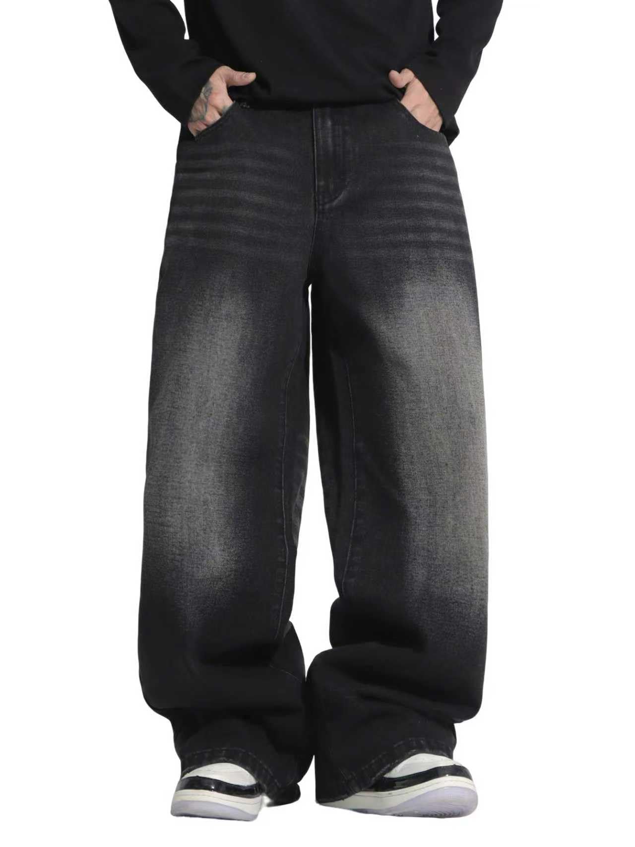 DFGIGT Men's Y2K Hip Hop Street Jeans Gothic Baggy Jeans Wide Leg Denim Pants