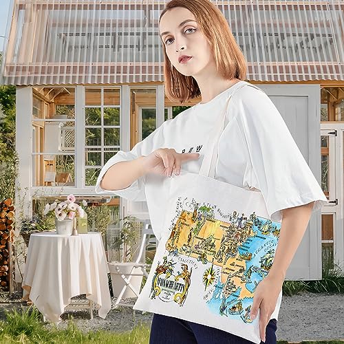 LEVLO Fun State Map Of Massachusetts Tote Bag Massachusetts Souvenir Gift 1940’s Massachusetts Illustration Shoulder Bag4