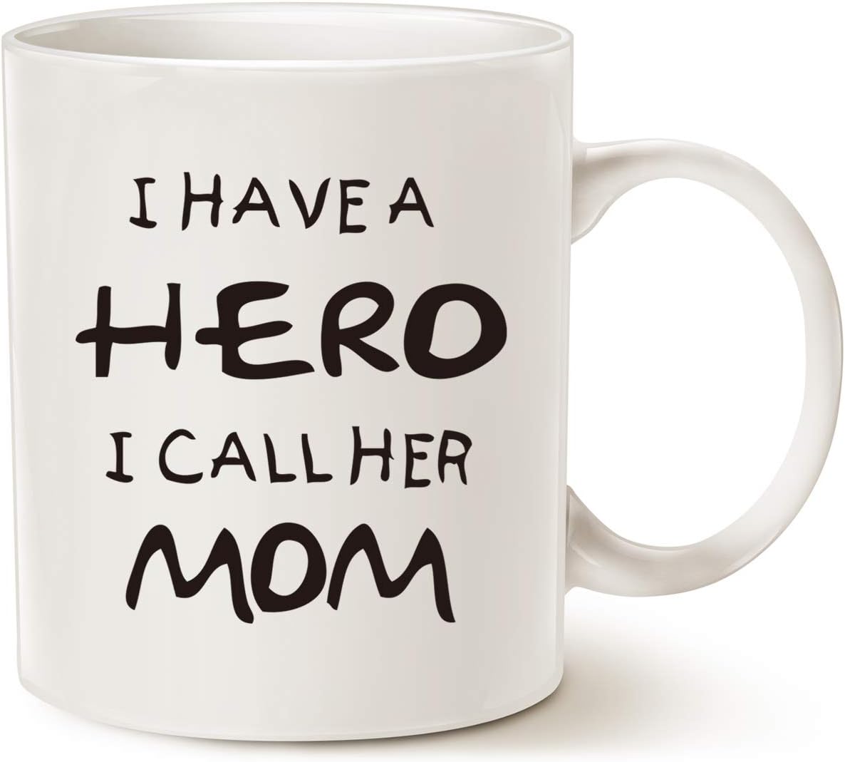 MAUAG Coffee Mug, Ceramic Hero Mom Mug, Funny Best Mother's Day and Birthday Gift, 14 fl oz, White