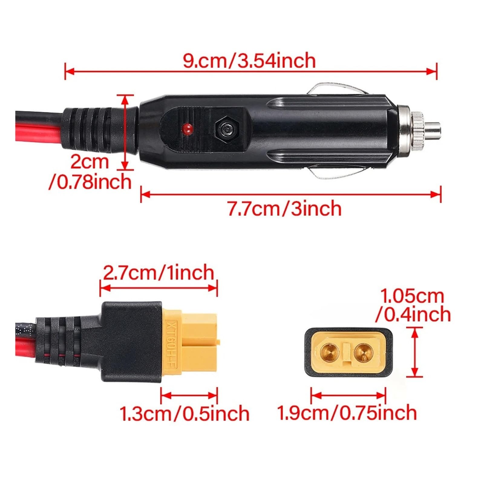 Kabel do ładowania zapalniczki samochodowej XT60 12 V 24 V do stacji zasilającej