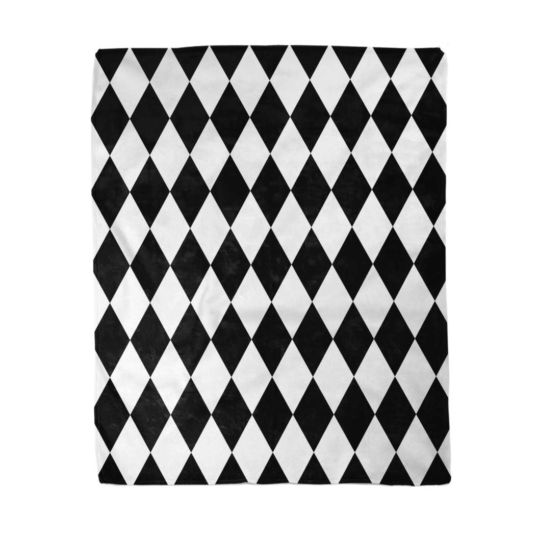 Topyee 130x150 cm Throw Blanket Harlequin Black and Pattern Halloween Abstract Baby Bathroom Checkerboard Warm Cozy Print Flannel Home Decor Comfortable Blanket for Couch Sofa Bed