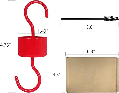 Miniatura 21 de Foso de hormigas para comederos de colibríes, comedero de colibríes para ganchos colgantes al aire libre, 1 ganchos con 1 cepillo, rojo Plástico