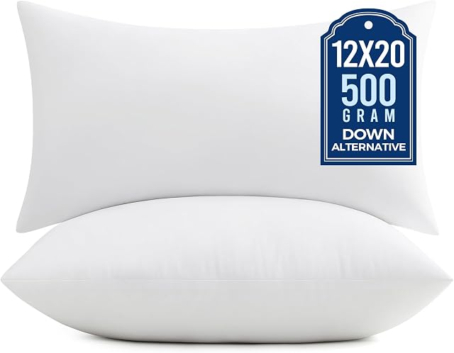puredown® Inserts de Coussin 12x20 Paquet de 2 Coussins Lumbar Doux et Moelleux pour Canapé Lit et Coussin Décoratif Rectangulaire pour Décor de Maison