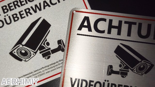 APACALI Videoüberwachung Schilder – 5 Stück, 30x20 Cm, Aluminium, Selbstklebend & Mit Bohrlöchern