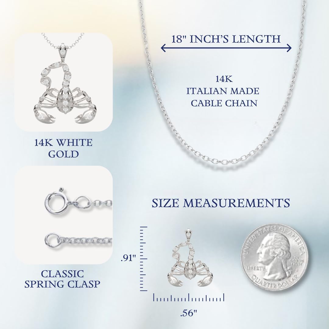 Zodiac Pendant Necklace - 14K Gold or Sterling Silver set in Natural or Lab-Grown Diamond H-VS1-18" Cable Chain - Handcrafted Jewelry - Made In USA