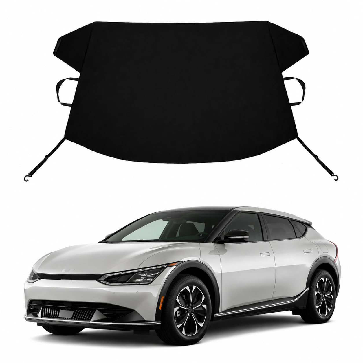 EV6 Custom Windshield Cover for Ice and Snow Kia EV6 Heavy Duty 600D Oxford Fabric Windshield Protector Fit Waterproof Frost Snow Cover Winter Car Accessories