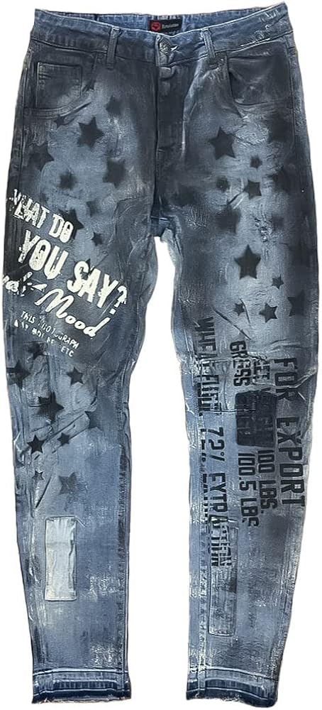 Amazon | [Adamus] アダムス ダメージ リペア ペイント デニムパンツ