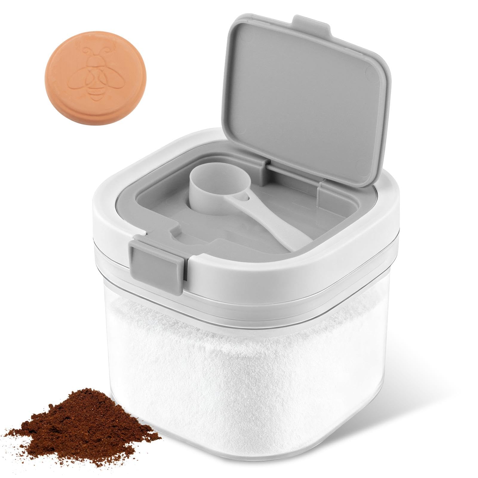 Klomveris 800ml Airtight Dry‑Food Canister,BPA‑Free ABS Storage Jar with Built‑in Spoon & Desiccant Packet