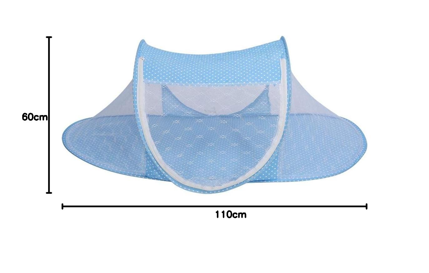 Baldachim Do Łóżeczka Dla Niemowląt Moskitiera, Składana Kołyska Dla Niemowląt Pop-Up Cradle Anti-Bug Namiot Moskitiera Przenośne Łóżeczko Dziecięce Crib Canopy Łóżko Podróżne Play Shade (Niebieski)