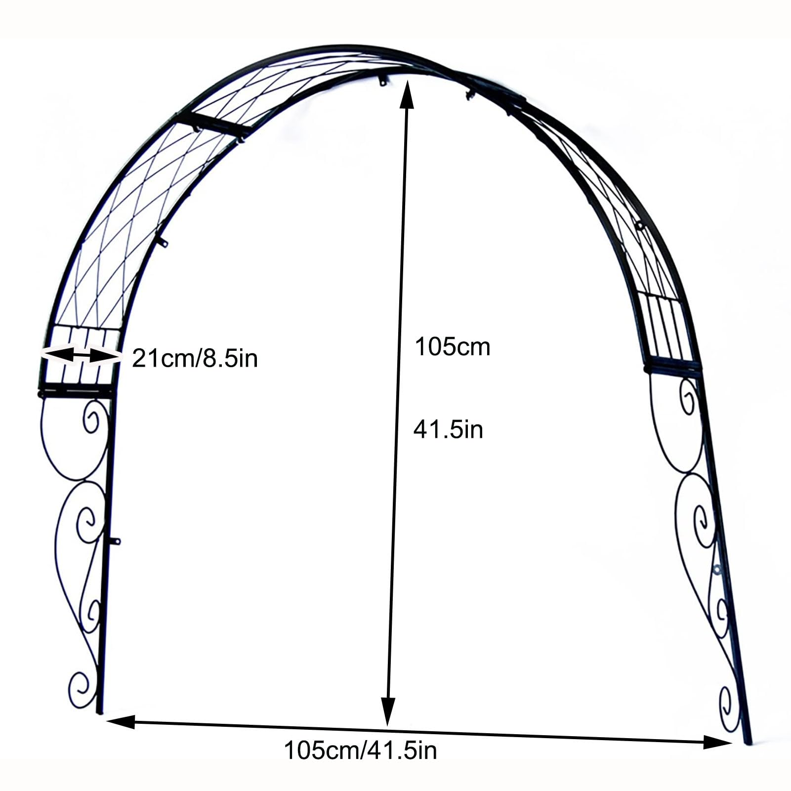 Arco da giardino in metallo, supporto rustico per rampicanti per rose, viti ed edera, decorazione da giardino per finestre, porte e balconi, ERQ668