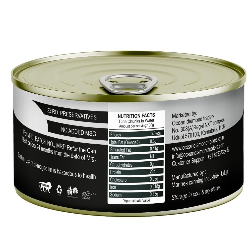 Octoking Canned Tuna Chunks in Spring Water, 185g, Pack of 3 - Image 3 thumbnail
