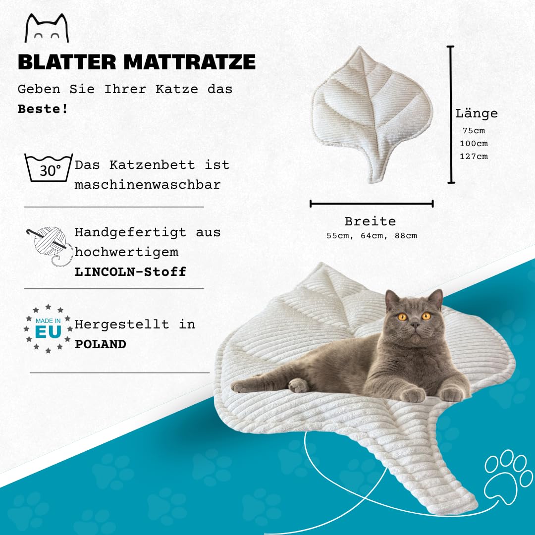 PRASKA Katzendecke Haustierbett - Kuscheldecke Katzenmatte für Hunde und Katzen 75x55cm Blatt Katzenbett, Katzenkissen Weich waschbar - Katzenschlafplatz Katzenkorb Katzensofa, Kitty Blanket