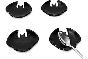AnyDesign Halloween Bat Coffee Spoon Rest 4 Pieces Black Ceramic Bat Teaspoon...