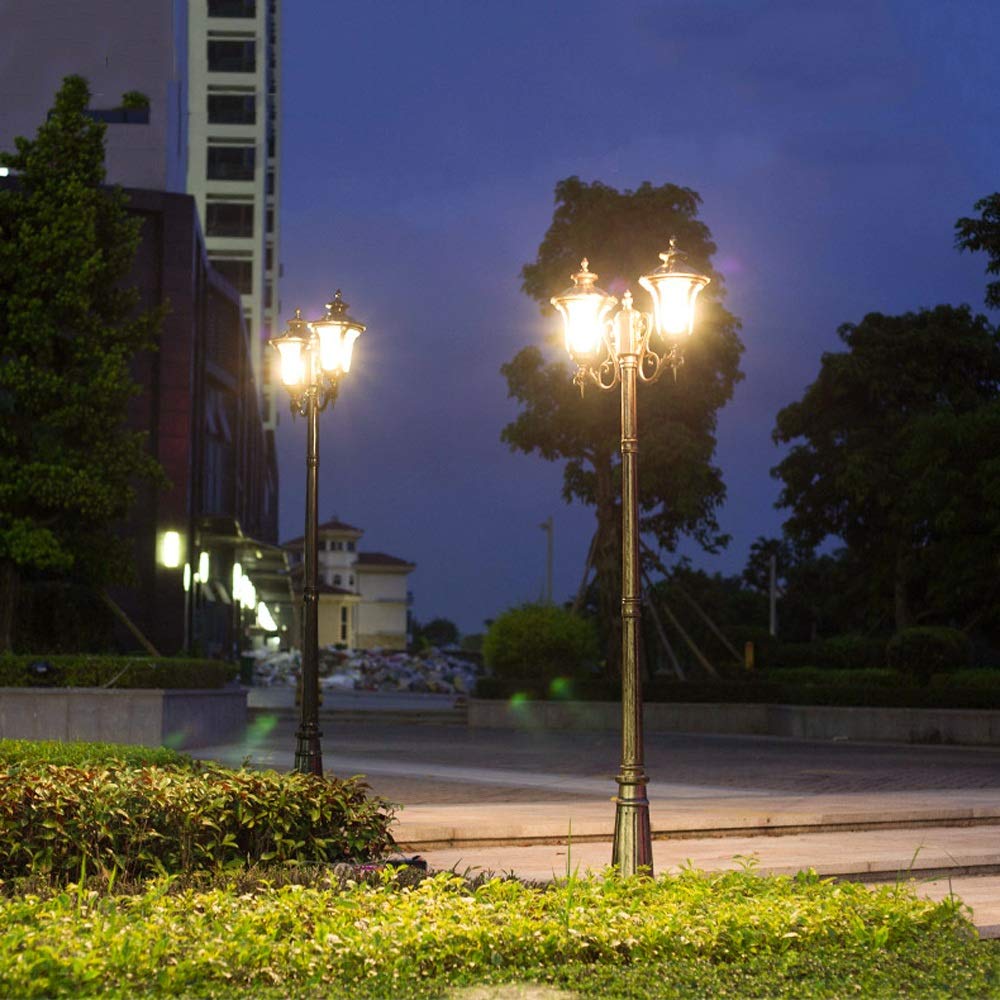 Lampadaire vintage d'extérieur et poteau à 2 têtes IP55 étanche à l'eau Lanterne pilier LED Street Light Walkway Paysage Patio éclairage de table terrasse patio