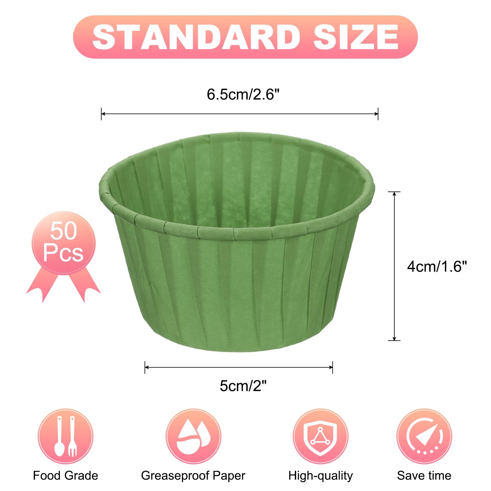 Uxcell Mini Cupcake Liners - 50 Pack, Green, Disposable Greaseproof Paper Baking Cups For Muffins, Desserts, Mother’s Day - View #10