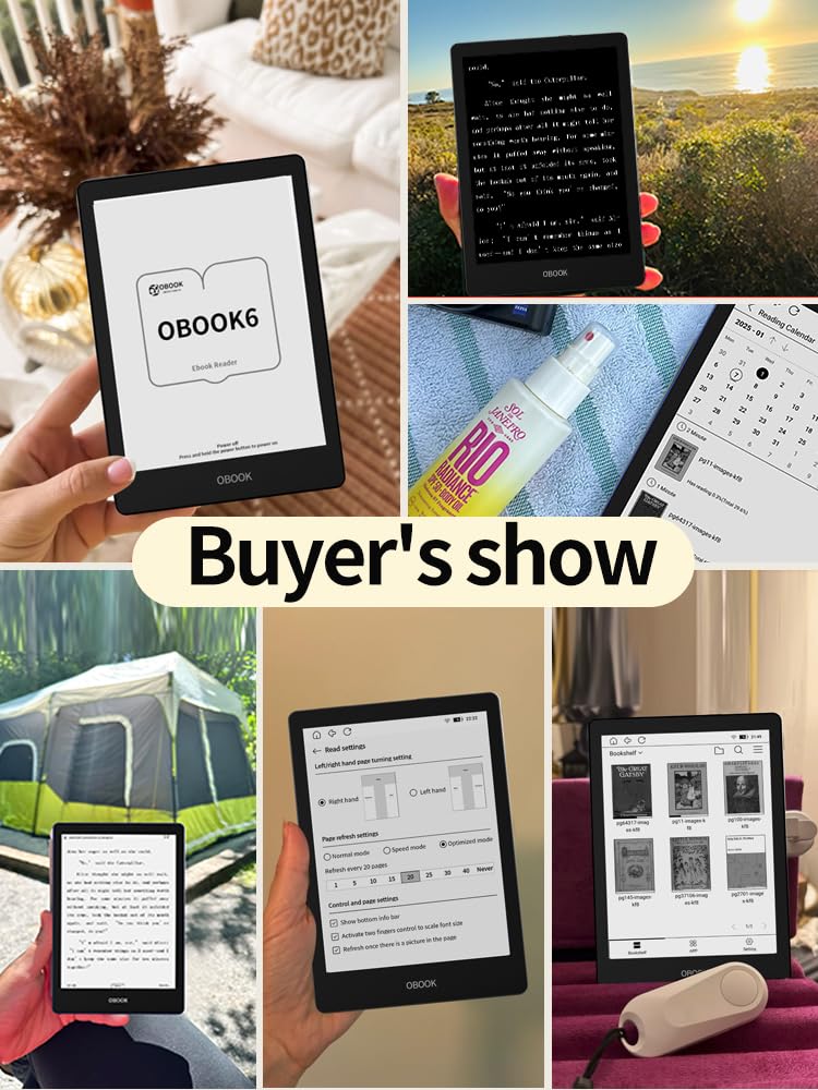 Photo 1 of ***FACTORY SEALED - OPENED FOR INSPECTION***OBOOK6 eReader (64G), 6" 300ppi Glare-Free Display, Android, Adjusting Front Light, Long of Battery Life, Dark Mode Option, eBook Readers Devices