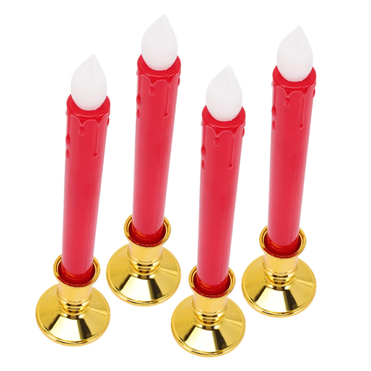 DOITOOL 4 Piezas vela de simulación luces decoraciones velas LED recargables lámparas decoración velas de led velas navideñas candelabros LED sin velas largas de bateria AbS rojo