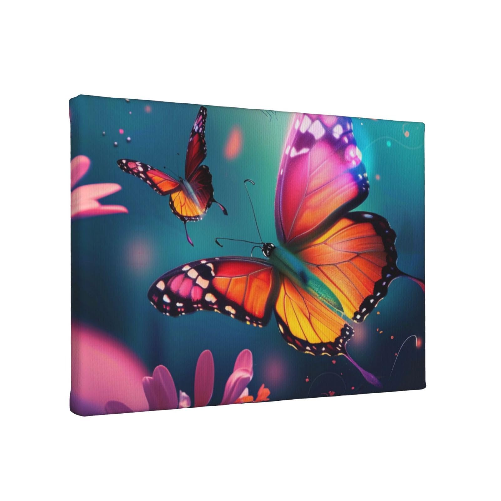 YKLJG Beautiful butterfly Printed Wall Art Canvas Painting 30x20 CM Wooden Framed Picture Painting Artwork Prints for Bedroom Kitchen Home Office Decor