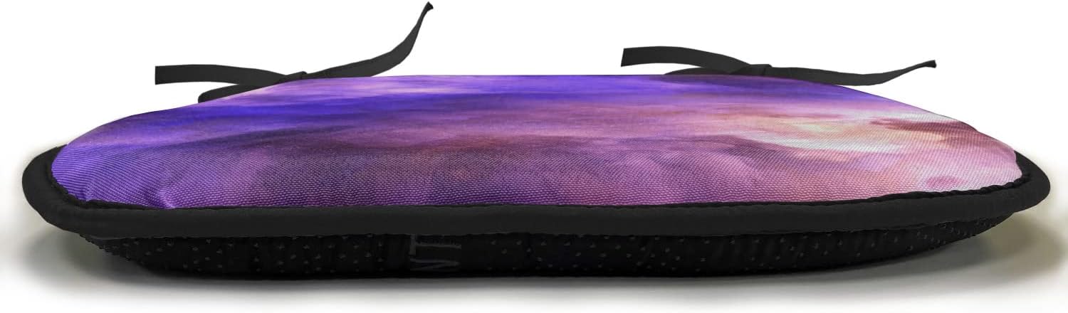 Lunarable Purple Chair Cushion Pads Set 12, Surreal Storm Clouds in Divine Color Sky Atmospheric Cosmos Universe, Anti-Slip Seat Padding for Kitchen & Patio, 16"x16", Violet