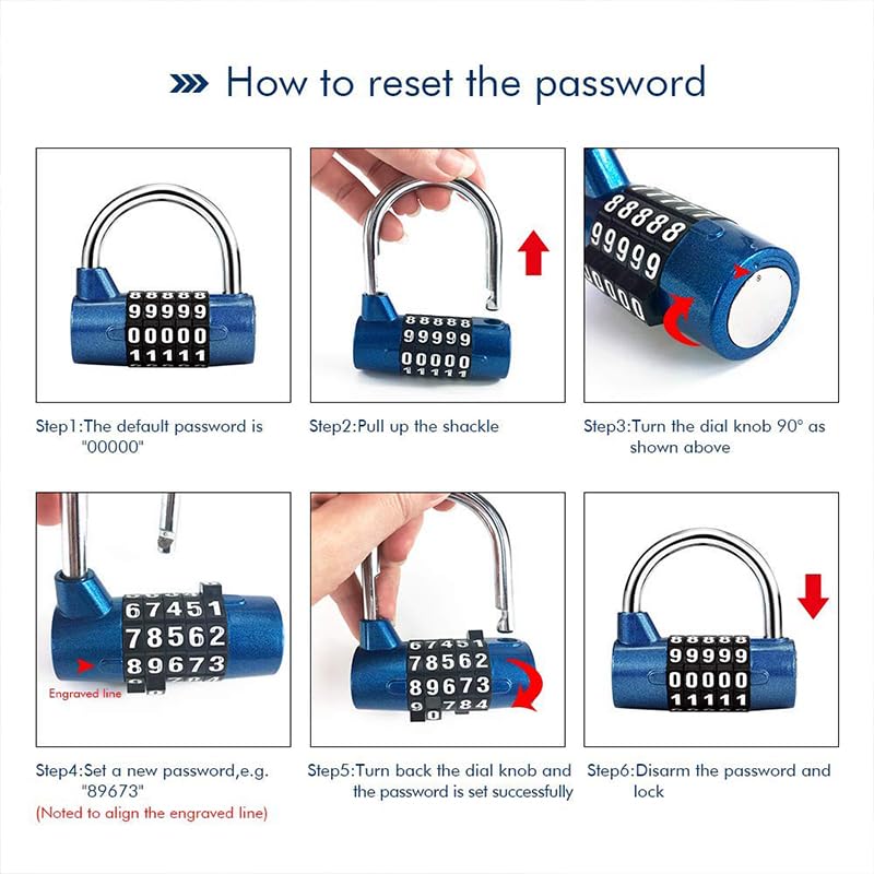 Cadenas Code Cadenas à combinaison à 5 chiffres avec mot de passe Cadenas(Blue)