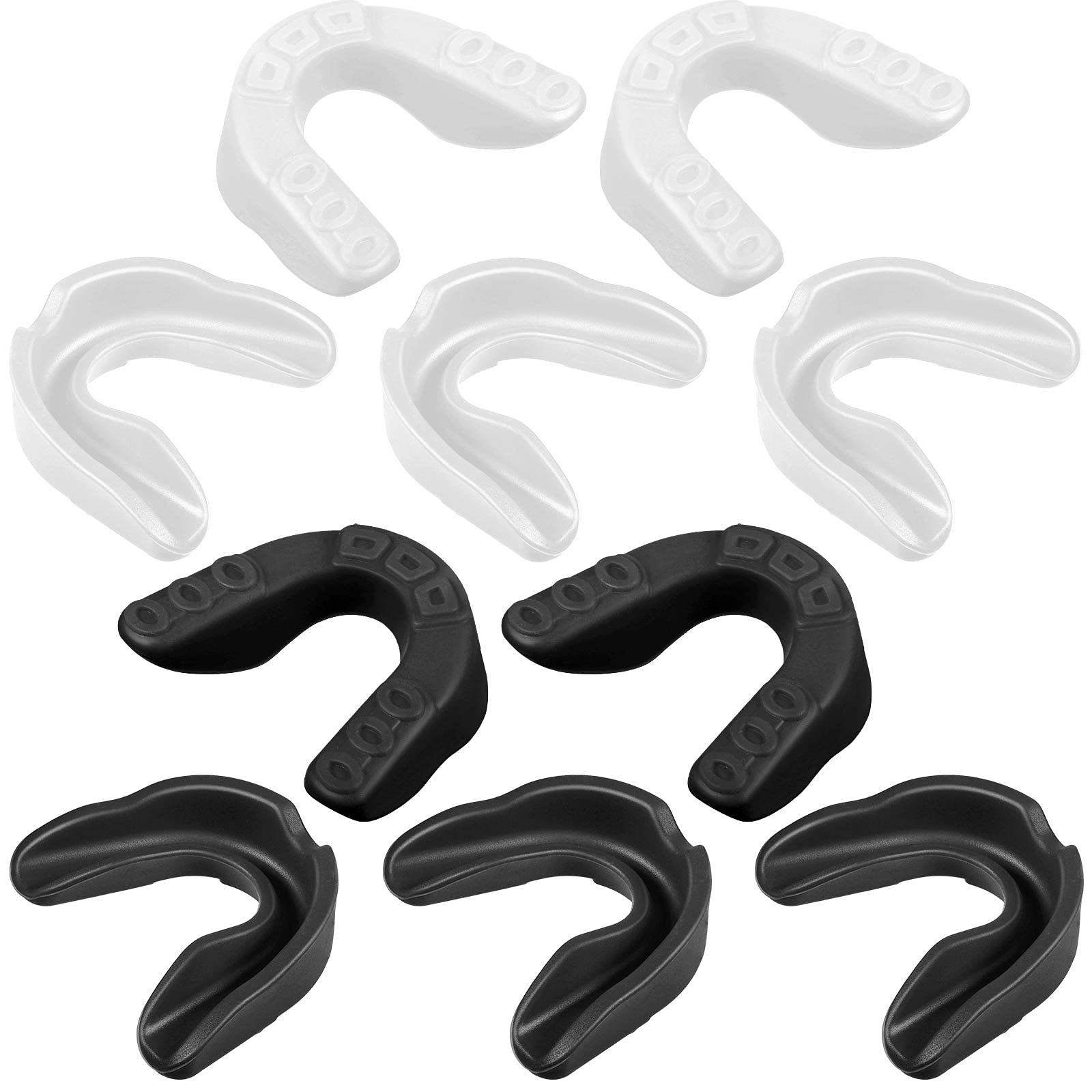 Photo 1 of 10 Pcs Sport Mouth Guards Gum Teeth Armor Game Guard for Boxing Basketball Football Hockey Karate Basketball Rugby Match (White,Black)