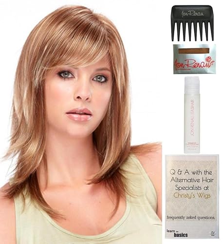 Miniatura 1 de Paquete - 5 artículos Angelique peluca grande por Jon Renau, Christy's Wigs Q & A folleto, 5 oz tamaño de viaje peluca champú, gorro de peluca y