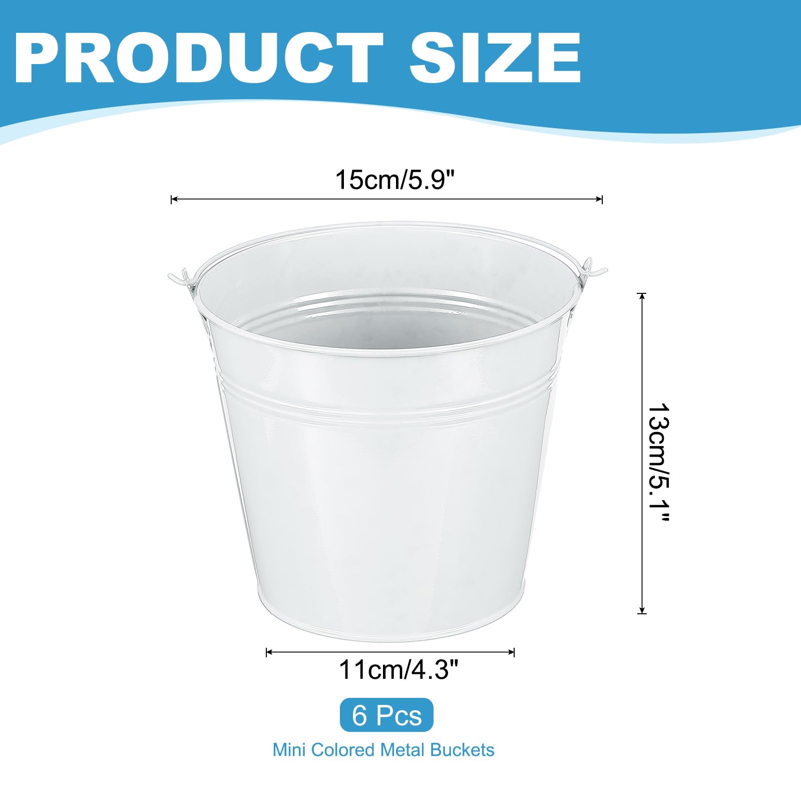PATIKIL 5.9"x5.1" Small Metal Buckets with Handle - Image 2