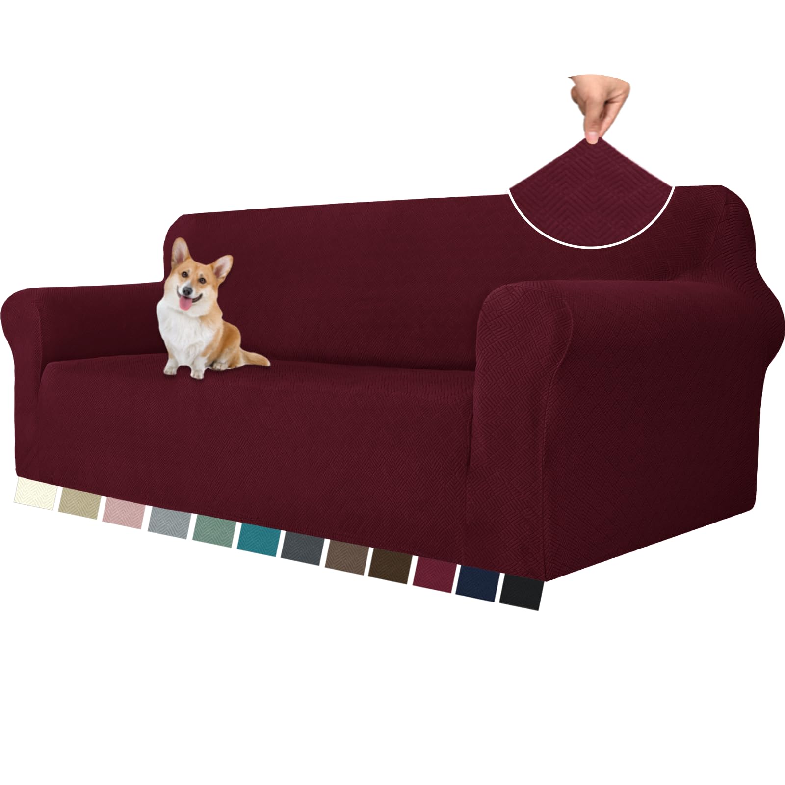 YSTELLAA Elasticas Funda Sofa 3 Plazas, Fundas De Sofa Ajustables con Reposabrazos, Universales Cubre Sofa, Fundas Sofa Anti Gatos Arañazo, Fundas para Sofa Antideslizante Antimanchas, Rojo
