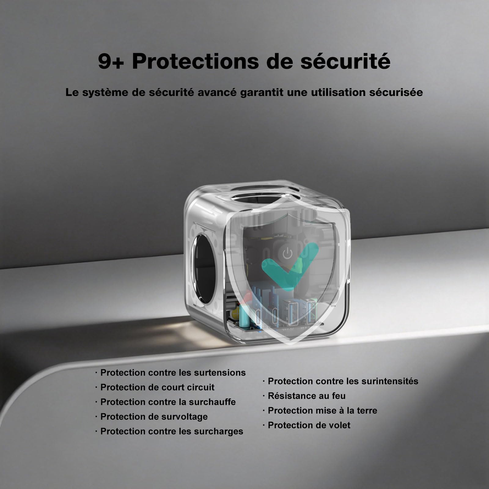 VEFVE Chargeur Rapide USB C 70W, Prise Multiprise Cube 7-en-1 avec Interrupteur, Technologie GaN III, Compatible Ordinateurs Portables, Tablettes et Smartphones
