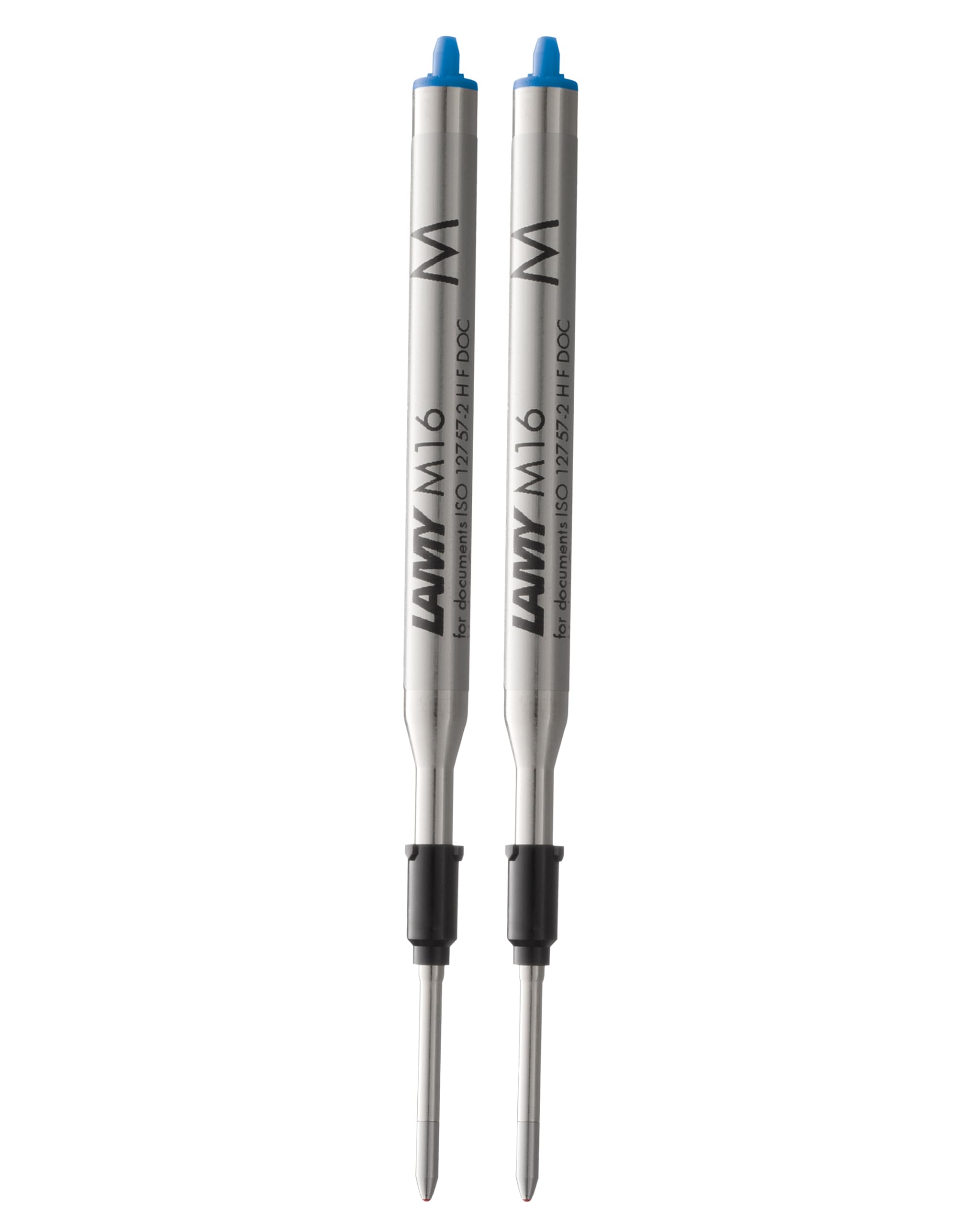 Lamy M16 2-pack ballpoint pen refill with large capacity, metal - Original replacement refill for all ballpoint pen models - Indelible - Medium line width in blue ink
