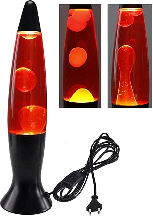 ChiliTec Lavalampe 40cm 1,5m Kabel mit Schalter 230V inkl. Leuchtmittel Dekoleuchte Einschlafhilfe Schwarz Gelb Rot