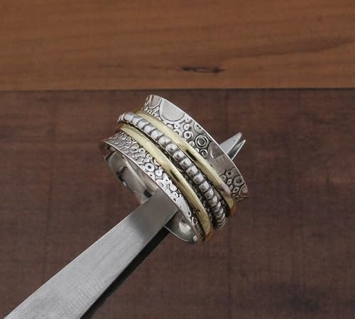 Miniatura 5 de Spinner Ring Women, Fidget Spinner Ring, 925 Silver Spinner Ring, Handmade Ring Women, Chunky Spinner Ring, Worry Ring, Family Band Ring, Gift For