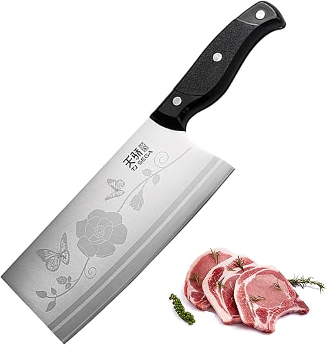 Miniatura 9 de TJ POP Meat Cleaver Knife 7.4 Inch, Ultra Sharp Chinese Chef Knife, Full-tang Chopping Knife, High Carbon Stainless Steel Vegetable Knife with