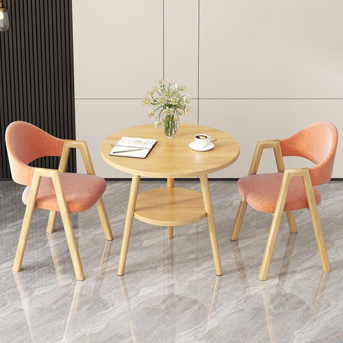 Office Reception Desk and Chair Set, Small Dining Table with Chairs, Business Coffee Leisure Table and Chair Set for Lounge, Living Room, Kitchen, Cafe, Small Spaces