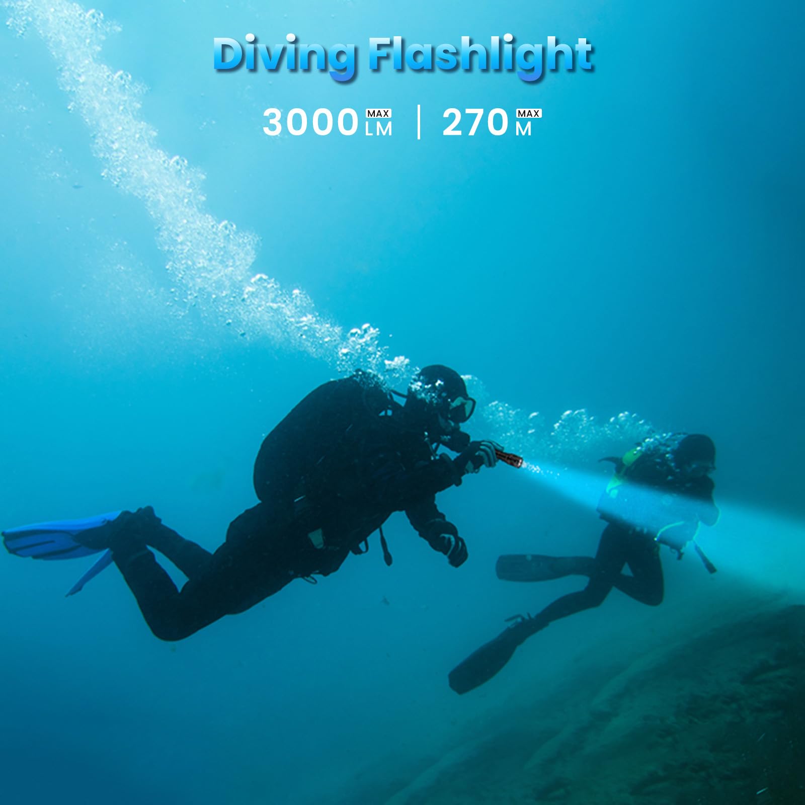Sofirn SD05 - Luz de buceo de 3000 lúmenes, linterna subacuática superbrillante, IPX8 impermeable de 100 m, interruptor de anillo magnético, 4 modos para buceo nocturno, cueva
