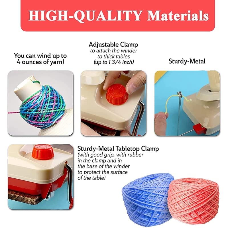 Promotion! Yarn Ball Winder, Manual Yarn Winder, Winder For Crochet, Easy To Install And Use Winder With Knitting Kit - (Color: as shown)