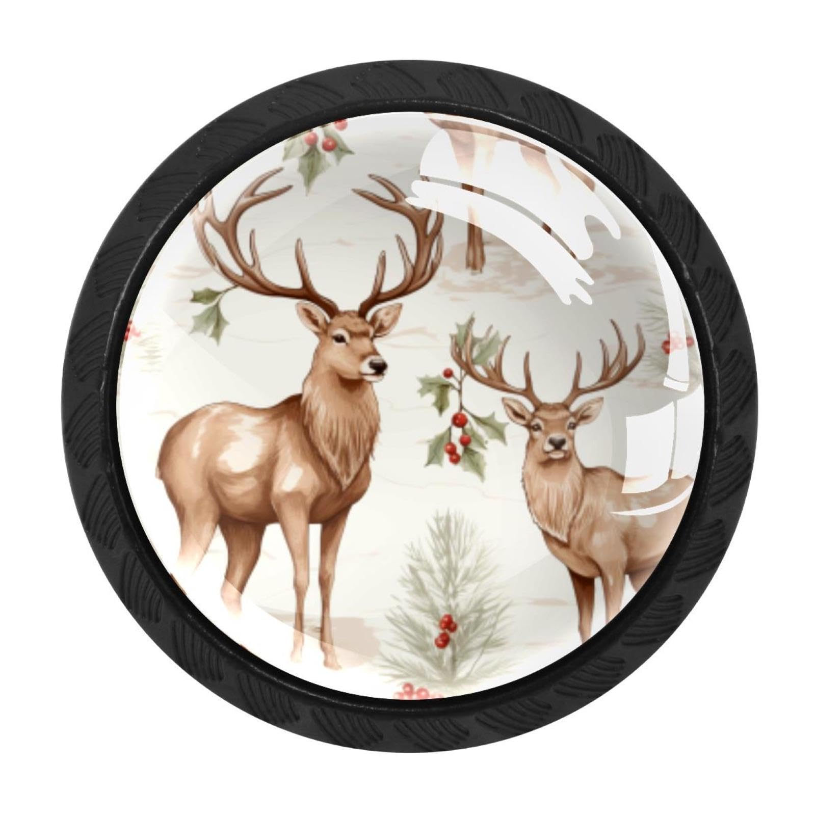 CHENZZZZ 4 Pack Cabinet Handles Black Christmas Elk Cabinet Knobs Draw