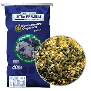 New Country Organics | Low Starch Horse Feed | Horse Food for Horses with Metabolic Disorders or Low Carb Needs | Corn-Free and Soy-Free | 16% Protein | Certified Organic and Non-GMO Feeder | 40 lbs