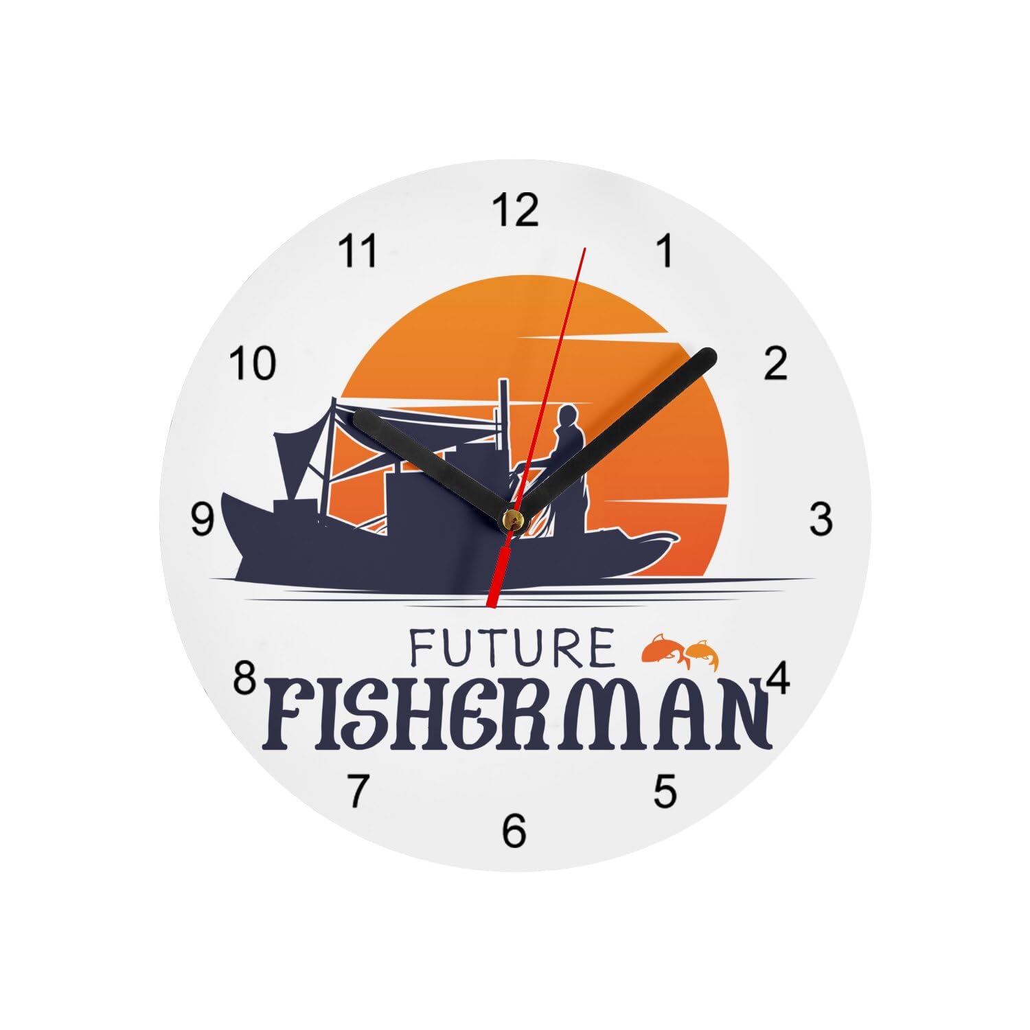 Horloge Murale en Verre dans la Cuisine Déco Future Fisherman Sailor Blanche