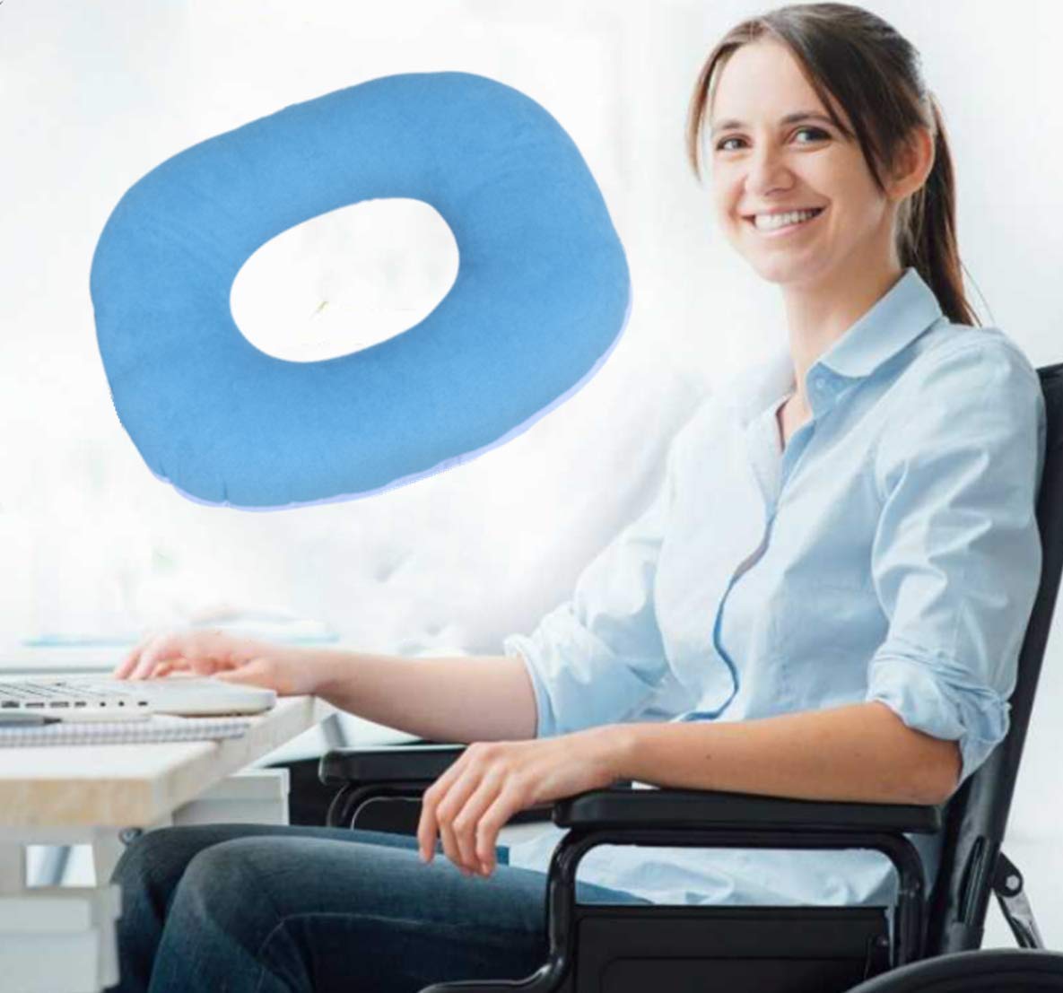 MESINURS Anti-Dekubitu Pad Bettkissen – Donut Stillbett Schmerz Pad für Bedridden, ältere Menschen, Behinderte, Komfort und atmungsaktiv zur Schmerzlinderung (43,2 x 40,6 cm, oval)