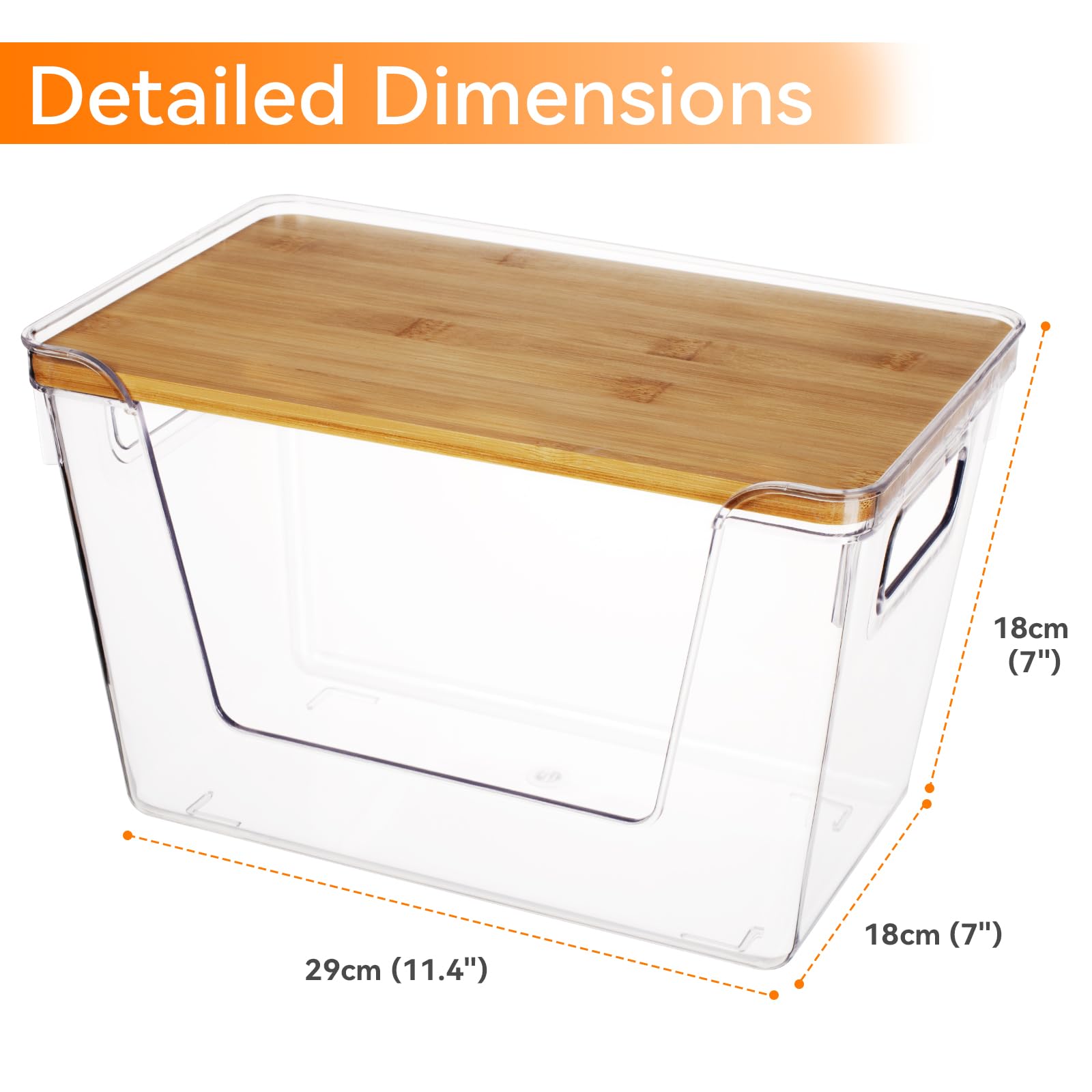Abiudeng - Cajas de almacenamiento apilables para cocina (2 unidades, tapa de bambú para patatas de gran apertura frontal, organizadores de despensa y almacenamiento para verduras,