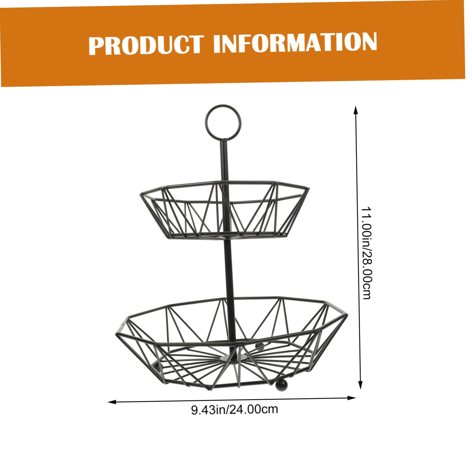SOLUSTRE Tiered Fruit Basket for Kitchen Counter White Iron Fruits Serving Basket