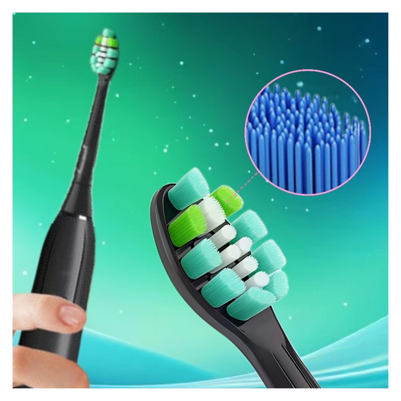 Testina Di Ricambio For Spazzolino Elettrico. Compatibile Con Philips HX9172/HX9210/HX9312/HX9330/HX9050/HX9362/HX9363/HX9903/HX8874(Black C-092 x8)