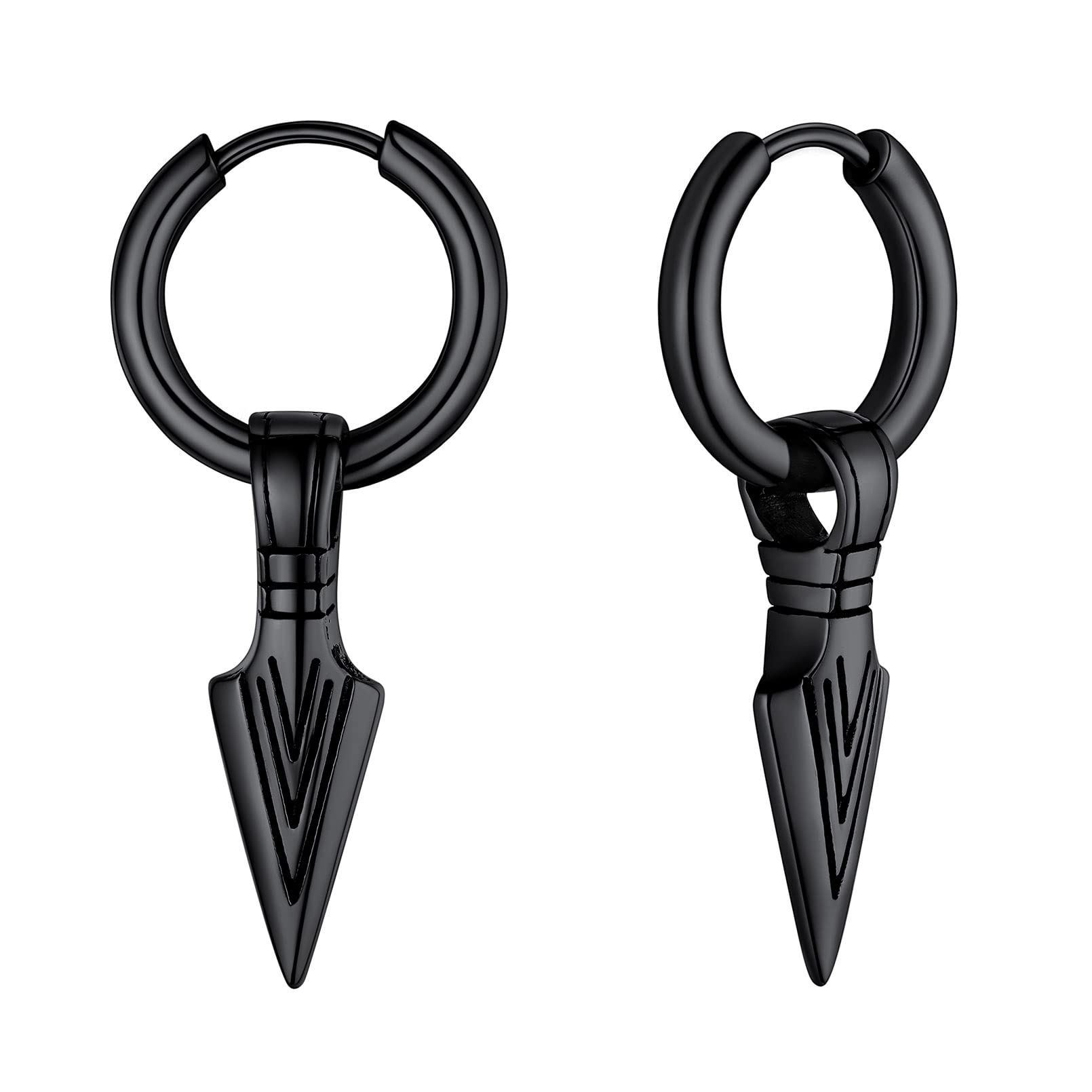 FaithHeart Viking Raven Earrings for Men Sturdy Stainless Steel Punk Rock Earrings Lightweight Hypoallergenic Ear Jewelry with Gift Box